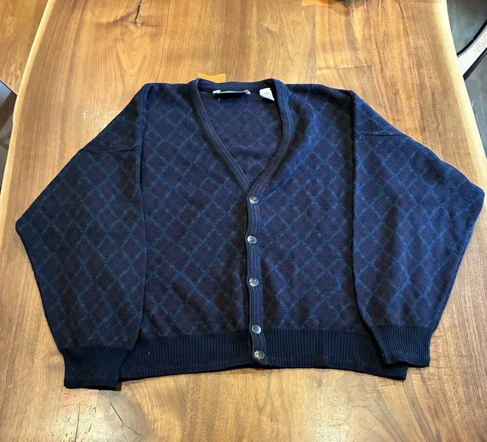 VTG Florence Tricot Cardigan 90s Italian Grandpa Sweater Mens Sz XXL wool blend